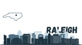 cartoon of Raleigh, NC city skyline