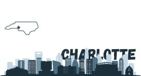 cartoon of the charlotte, nc city skyline